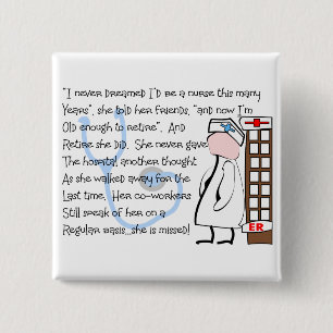 "Retired Nurse" Story Art--Unique Gift Items Button