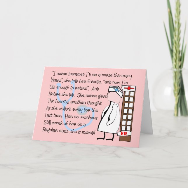 "Retired Nurse"  Story Art--Unique Gift Items Card (Front)