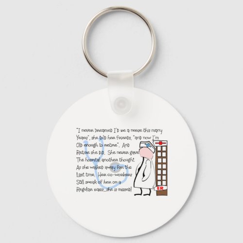 Retired Nurse  Story Art__Unique Gift Items Keychain