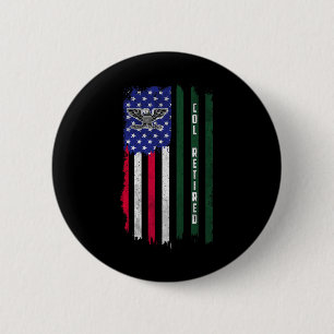 Retired O6 Colonel Col Rank American Flag Veterans Button