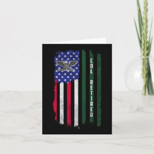 Retired O6 Colonel Col Rank American Flag Veterans Card