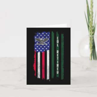Retired O6 Colonel Col Rank American Flag Veterans Card