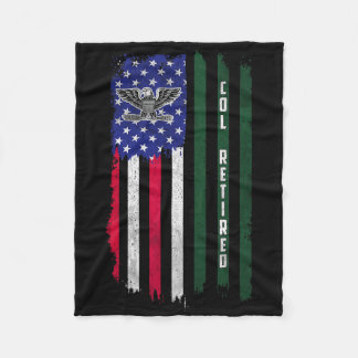 Retired O6 Colonel Col Rank American Flag Veterans Fleece Blanket