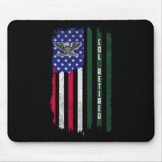 Retired O6 Colonel Col Rank American Flag Veterans Mouse Pad
