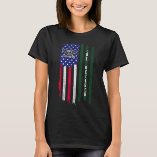 Retired O6 Colonel Col Rank American Flag Veterans T-Shirt
