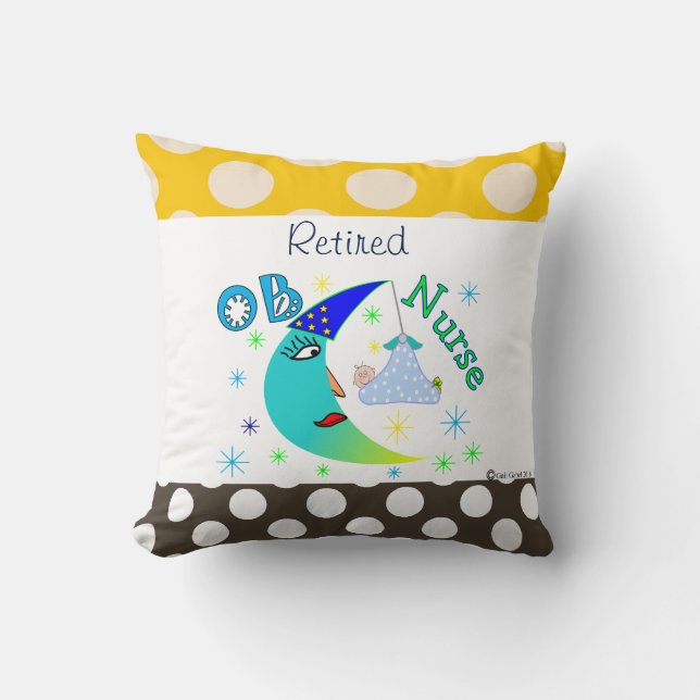 Retired OB Nurse Throw Pillow (Front)