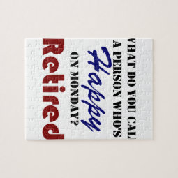 Retired On Monday Funny Retirement Retire Burn Jigsaw Puzzle | Zazzle