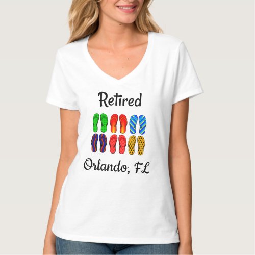 Retired _ Orlando FL colorful flip_flops T_Shir T_Shirt