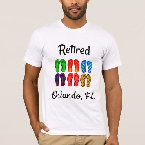 Retired _ Orlando FL colorful flip_flops T_Shirt