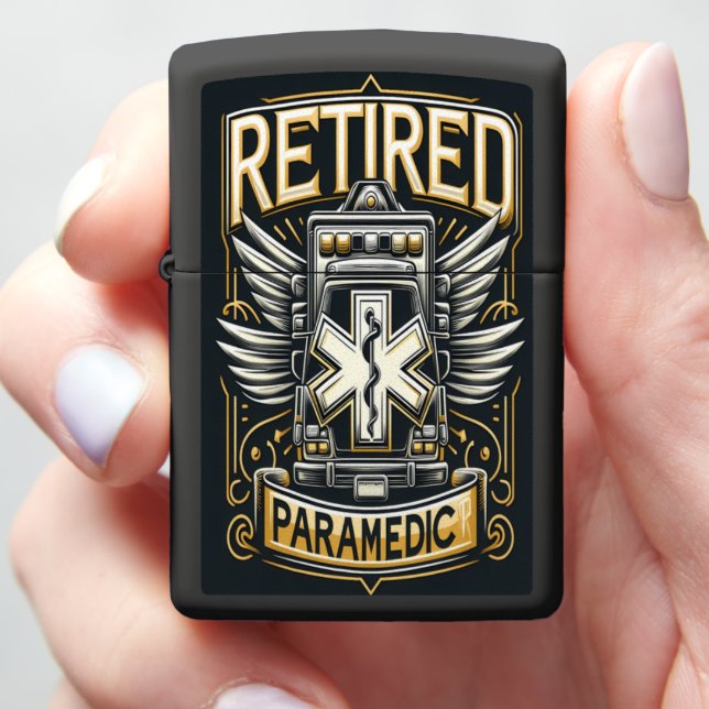 Retired Paramedic Honor Keepsake Zippo Lighter (In Hand)