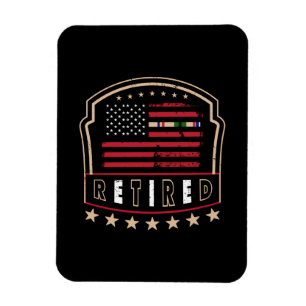 Retired   Patriotic American Flag-Inspired Magnet