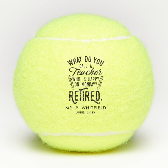 Retired PE Teacher Retirement Party Personalized Tennis Balls (Front)
