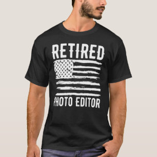 Retired Photo Editor Profession American Flag T-Shirt