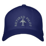 Retired Pilot Embroidered Hat at Zazzle