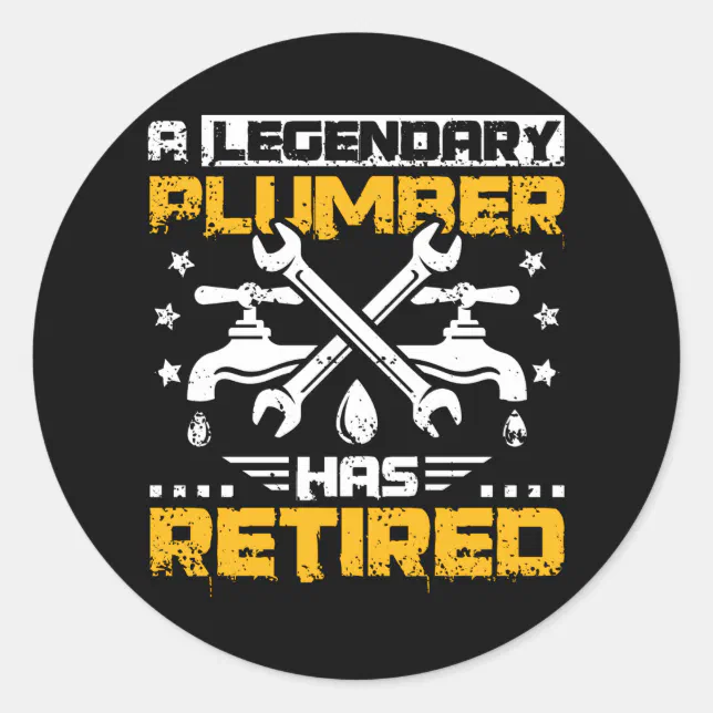 Master Plumber Sticker Retired Plumber Classic Round Sticker | Zazzle