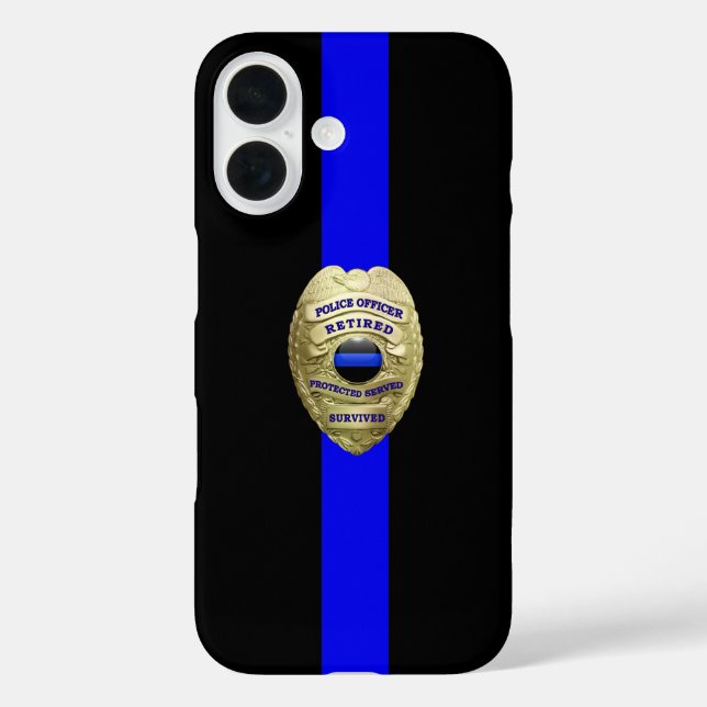 Retired Police Badge Thin Blue Line Case-Mate iPho Case-Mate iPhone Case (Back)