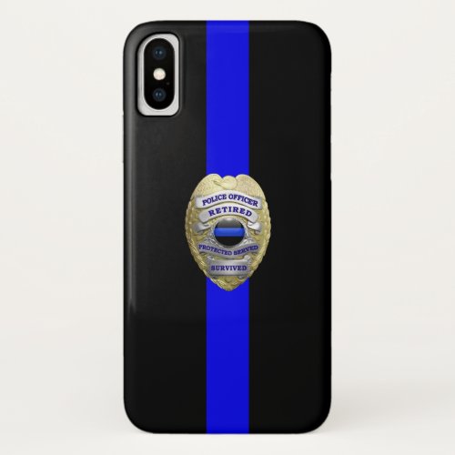 Retired Police Badge Thin Blue Line Case_Mate iPho iPhone XS Case
