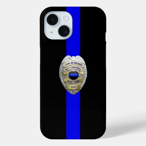 Retired Police Badge Thin Blue Line Case_Mate iPho iPhone 15 Case