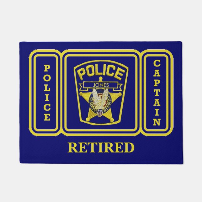 Retired Police Captain Custom Door Mat (Front)