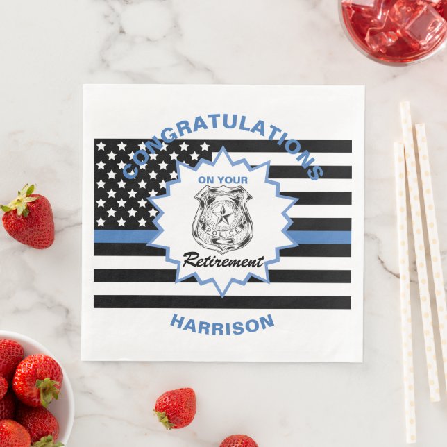 Retired Police Congratulations Retirement Paper Dinner Napkins (Insitu)