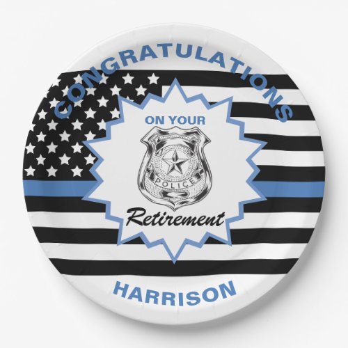 Retired Police Congratulations Retirement Paper Plates