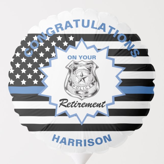 Retired Police Congratulations Retirement Party Balloon (Back)