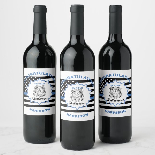 Retired Police Congratulations Retirement Wine Label (Bottles)