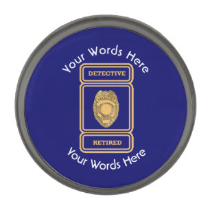 Retired Police Detective Custom Shield Gunmetal Finish Lapel Pin