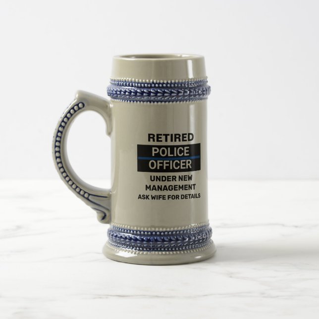Retired Police Officer Funny Retirement Beer Stein (Left)