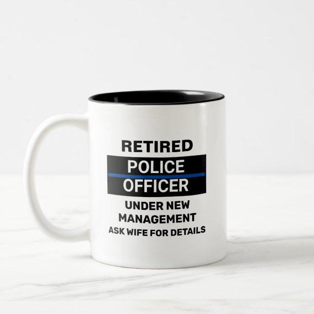 Retired Police Officer Funny Retirement  Two-Tone Coffee Mug (Left)