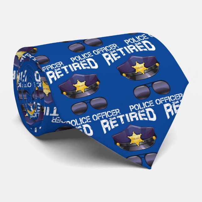 Retired Police Officer -Hat and Sunshades Neck Tie (Rolled)