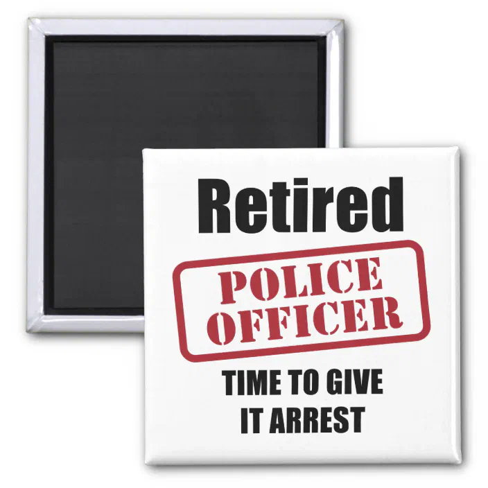 Retired Police Novelty Magnet with Sticky Notes