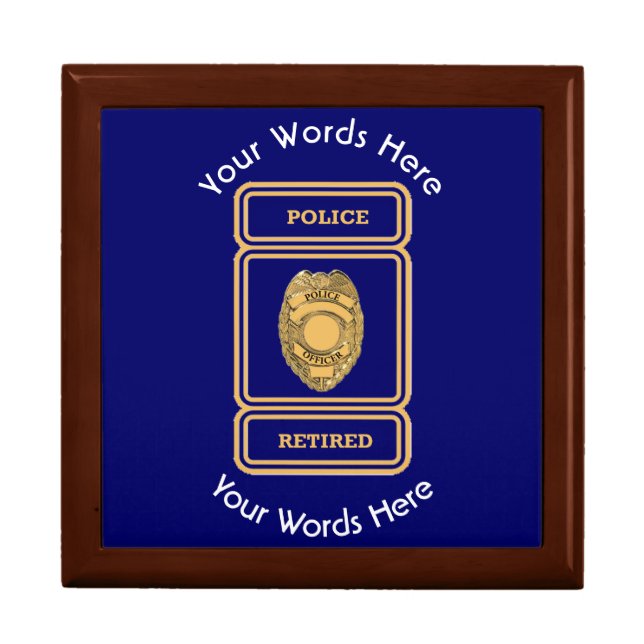 Retired Police Officer Shield Keepsake Box (Front)