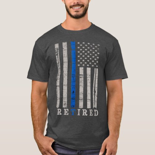 Retired Police Officer  Thin Blue Line Flag T_Shirt