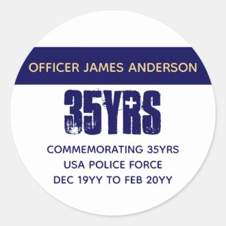Retired Police Officer Thin Blue Line Personalized Classic Round Sticker