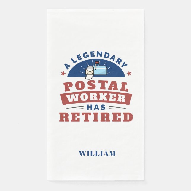 Retired Post Office Worker Personalized Paper Guest Towels (Front)
