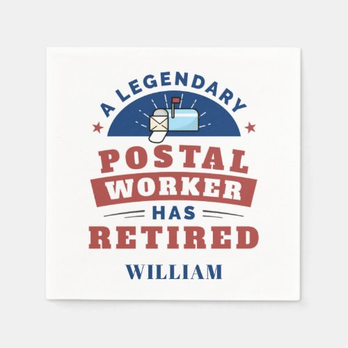 Retired Post Office Worker Personalized Paper Napkins