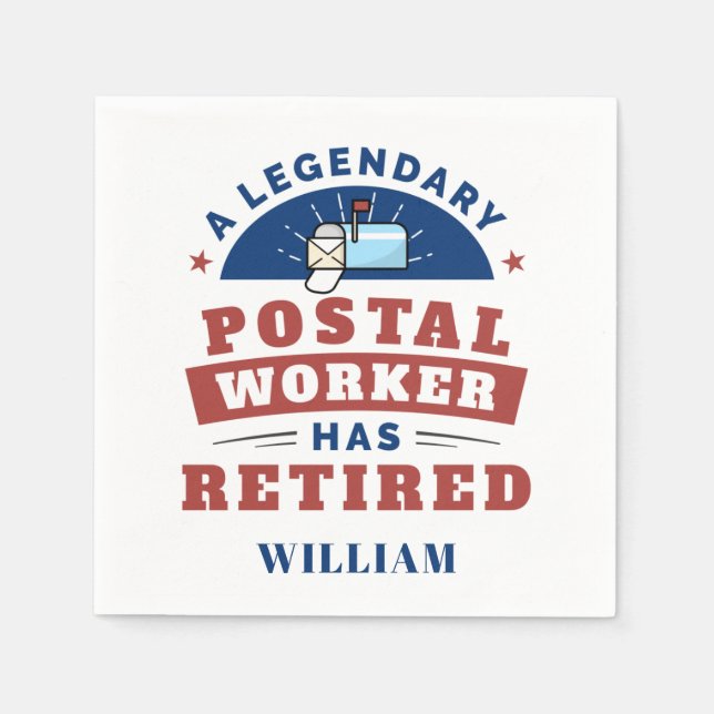 Retired Post Office Worker Personalized Paper Napkins (Front)