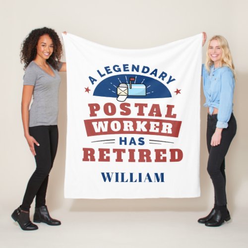 Retired Post Office Worker Typography Personalized Fleece Blanket