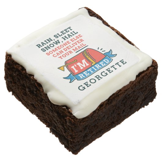 Retired Postal Worker Custom Mailman Retirement Brownie (Angled)