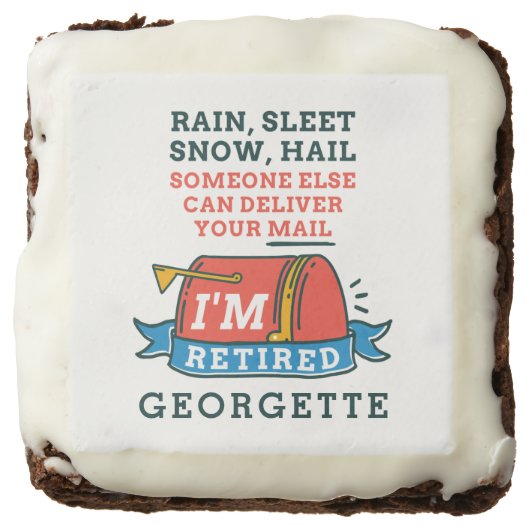 Retired Postal Worker Custom Mailman Retirement Brownie (Front)