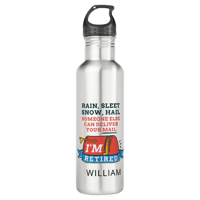 Retired Postal Worker Custom Mailman Retirement Stainless Steel Water Bottle (Front)