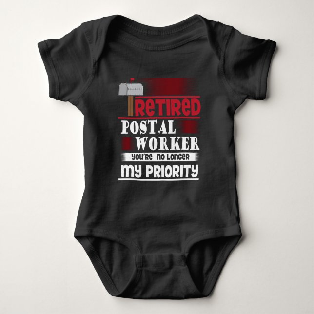 Retired Postal Worker Funny Deliverer Retirement Baby Bodysuit (Front)