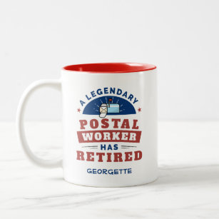 Retired Postal Worker Gag Retiring Personalized Two-Tone Coffee Mug