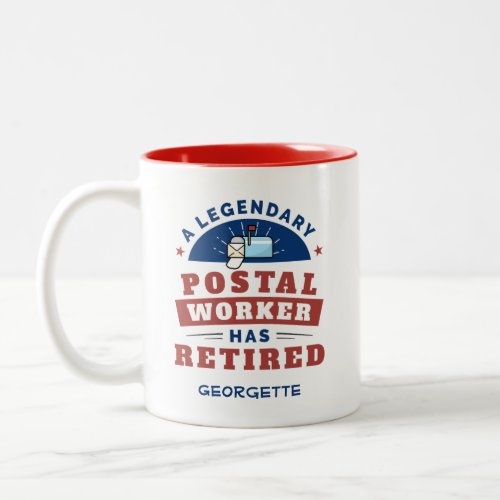 Retired Postal Worker Gag Retiring Personalized Two_Tone Coffee Mug