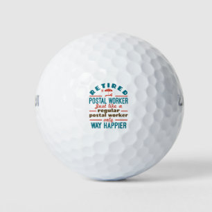 Retired Postal Worker Happy Funny Mailman Golf Balls