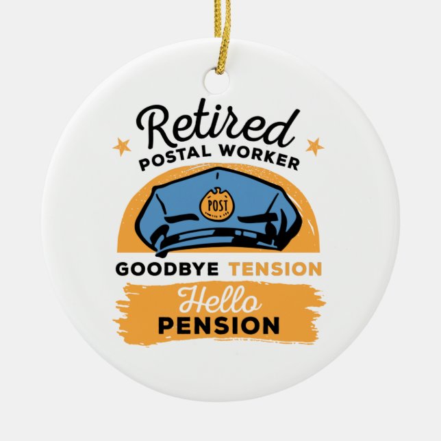 Retired Postal Worker Letter Carrier Retirement Ceramic Ornament (Front)