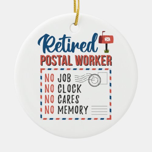 Retired Postal Worker Letter Carrier Retirement Ceramic Ornament