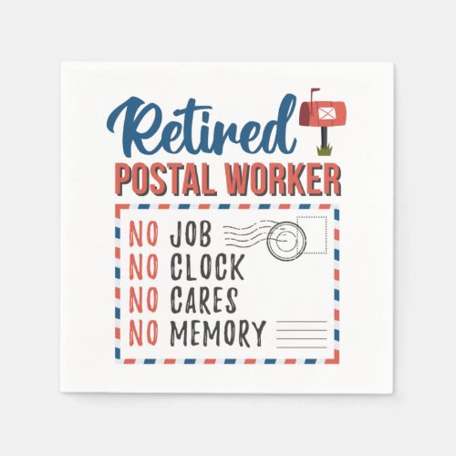 Retired Postal Worker Letter Carrier Retirement Napkins