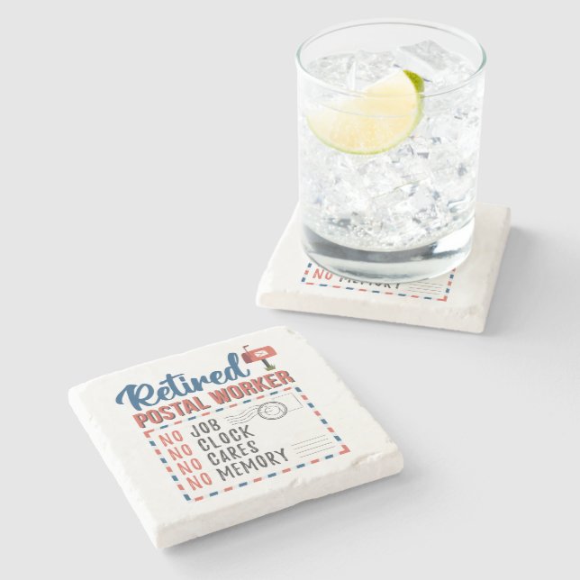 Retired Postal Worker Letter Carrier Retirement Stone Coaster (Side)